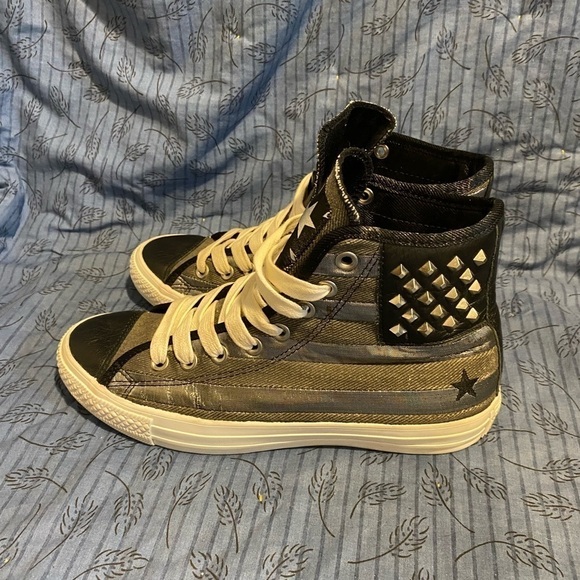 Converse all star blue Stars and Stripes and studs sneakers men 7 women 9 - Picture 8 of 10